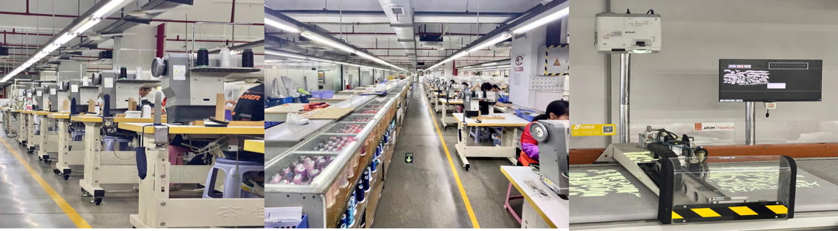 QVO shoes Core factory JZ, DEVELOPMENT CENTER AND SAMPLE-MAKING CAPABILITIES Stitching Workshop
